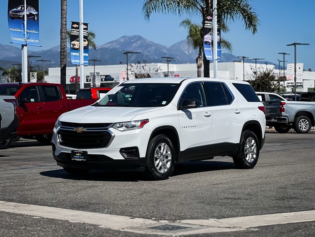 Used 2021 Chevrolet Traverse LS with VIN 1GNERFKWXMJ208250 for sale in Covina, CA